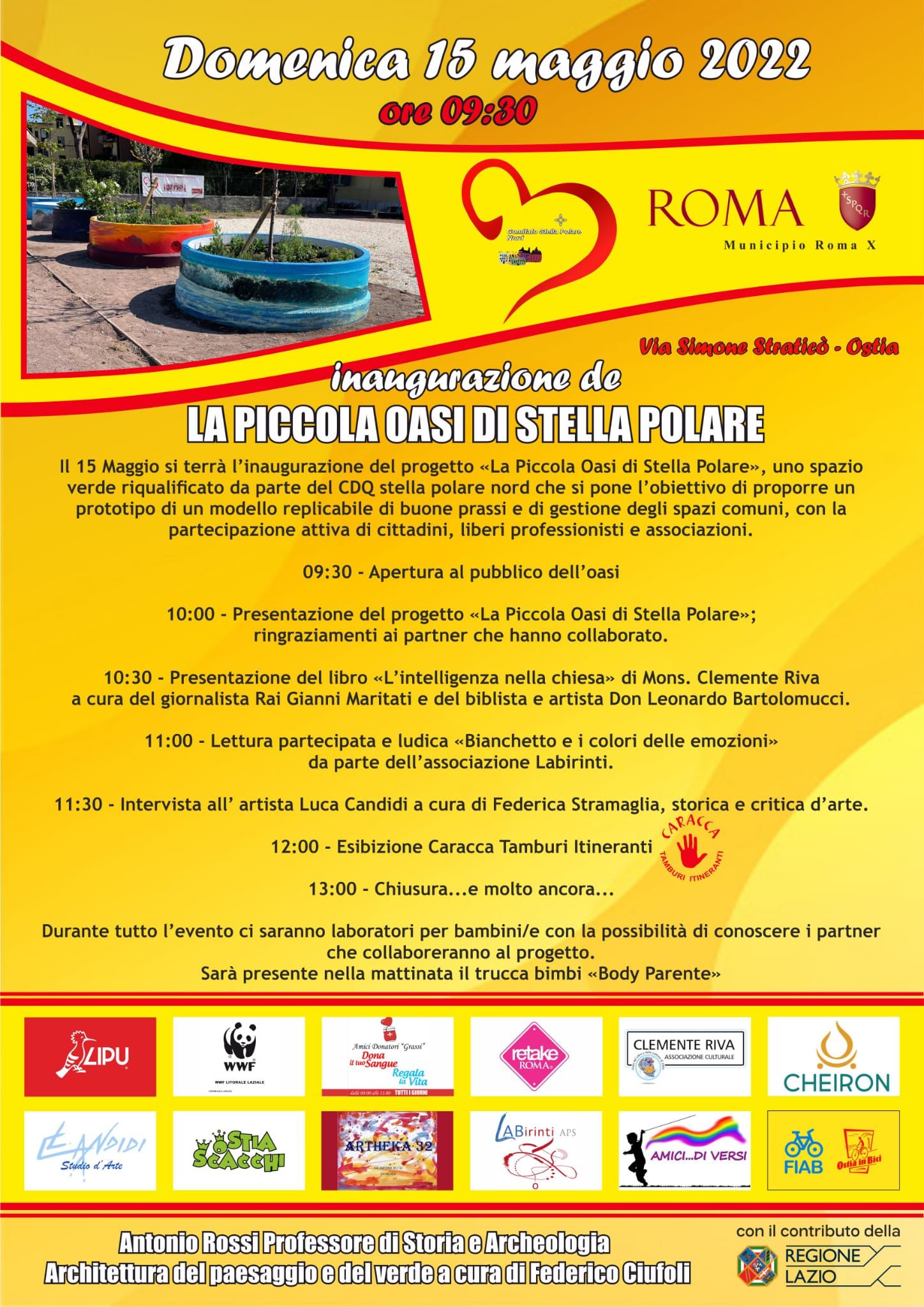Calendario degi appuntamentamenti dell'inaugurazione dell'Oasi di Stella Polare Nord- Ostia